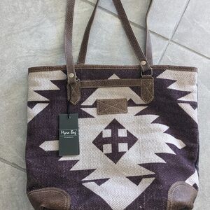 Myra Bag Brown and Cream Tote